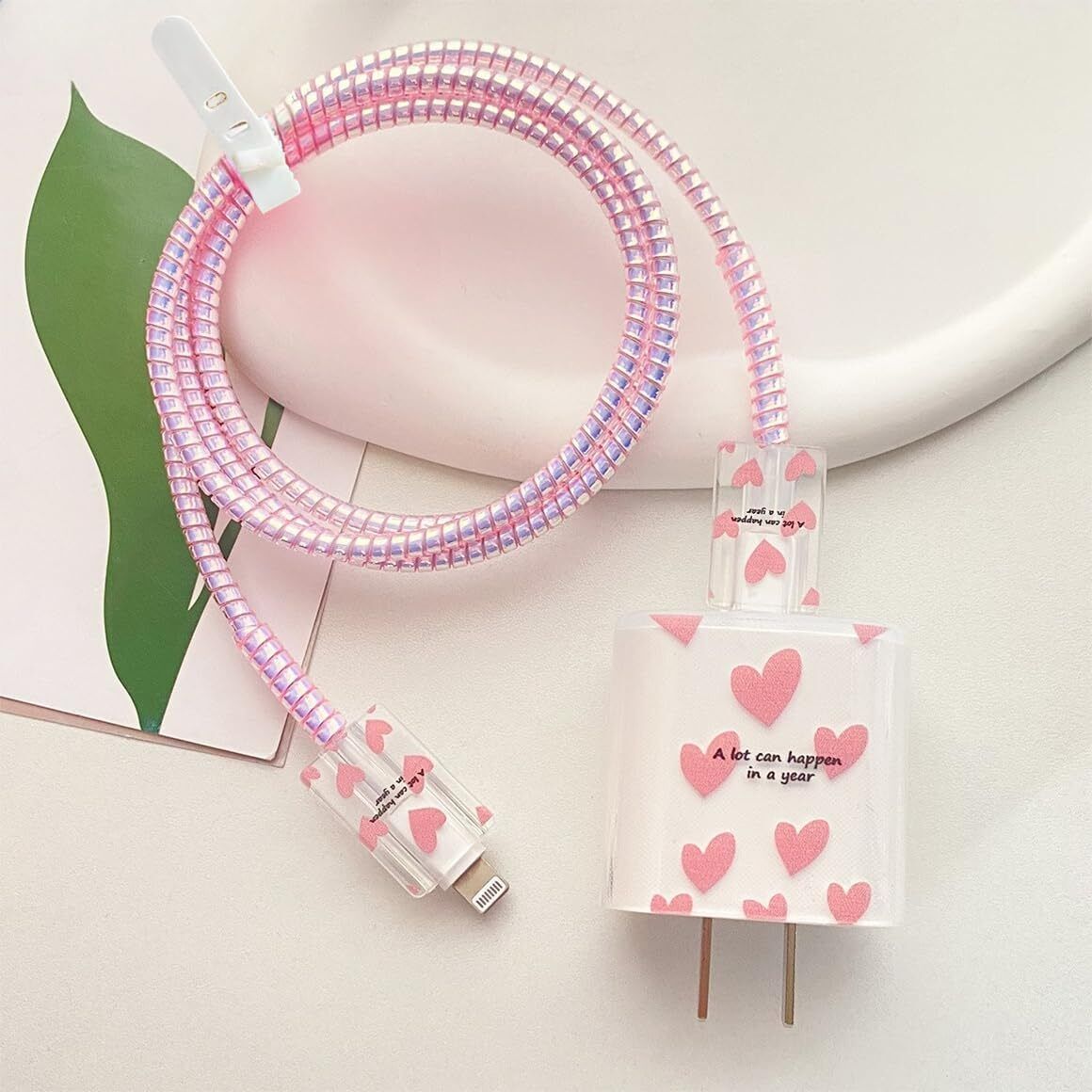 Xolia Chrg_iphn_CuteHeartPink Cable Protector (Pink)