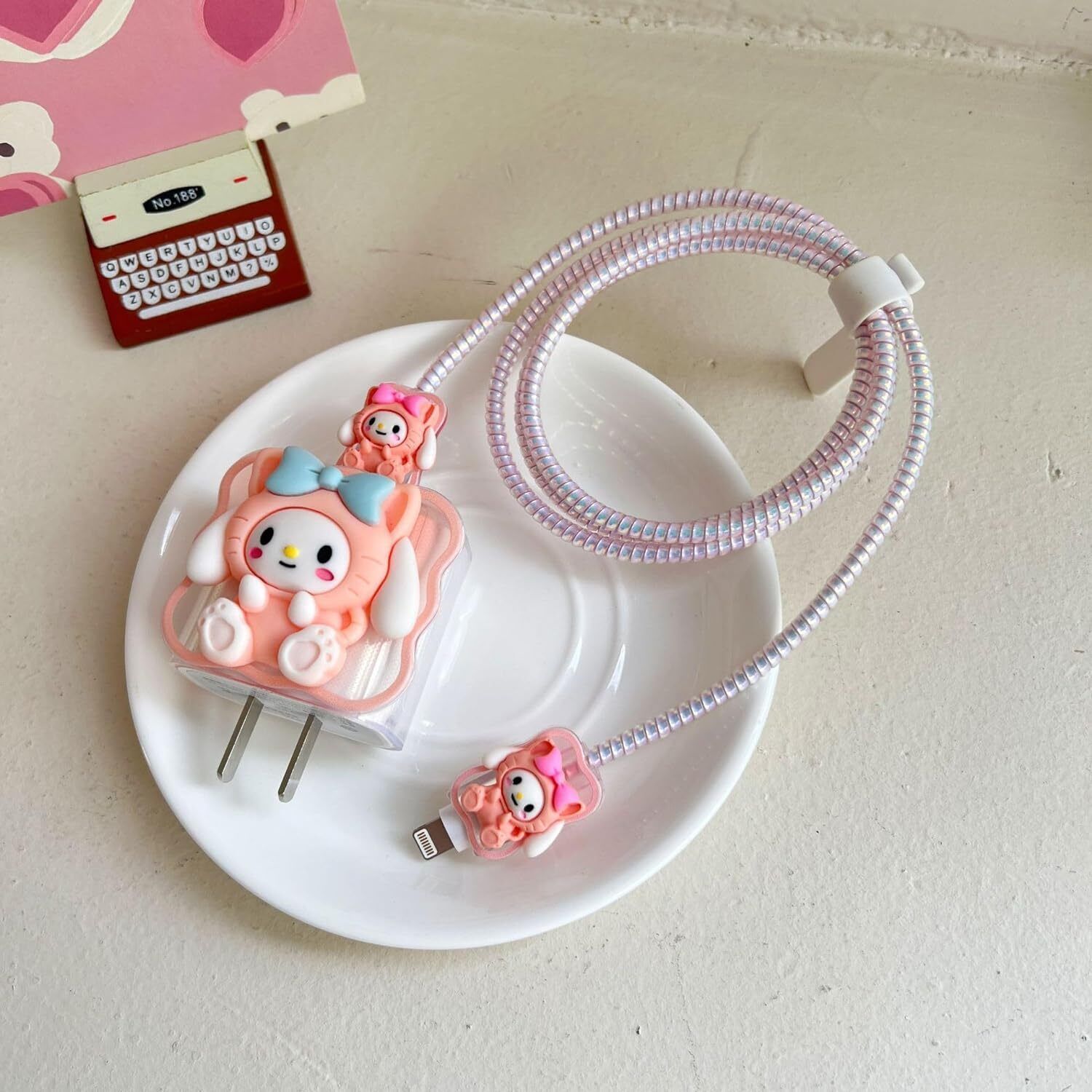 Micvir iPhone Charger Case Suitable for 18/20W Type C Adapter Full Protection Case Cable Protector (Pink) — image 1 of 4