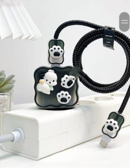 Micvir Charger Cover 18W-20W Charger, 3D Cartoon Design Heart Blue, Spiral Cable Protector (White) — image 1 of 1