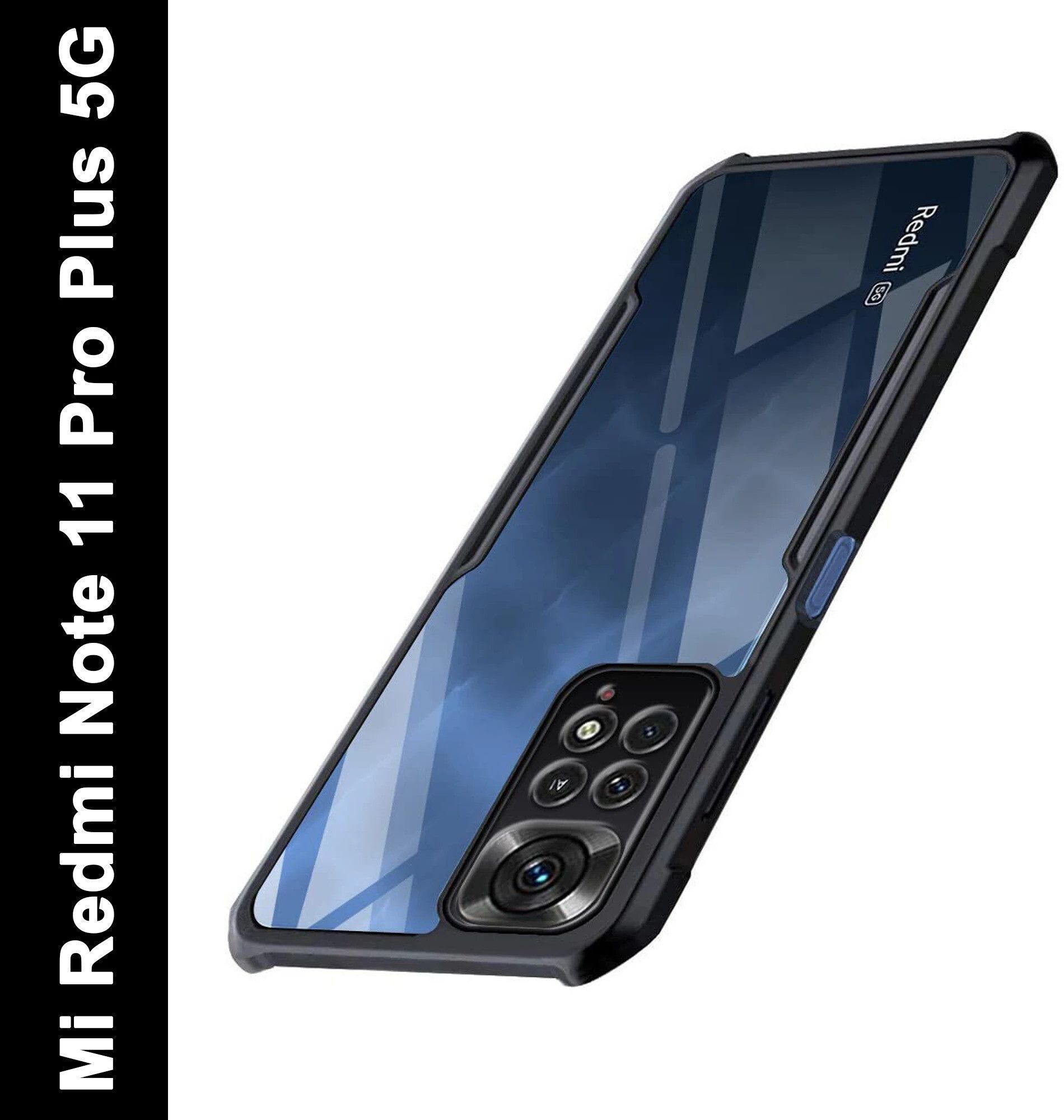 Micvir Back Cover for Mi Redmi Note 11 Pro Plus 5G (Transparent, Black, Shock Proof, Polycarbonate, Pack of: 1)