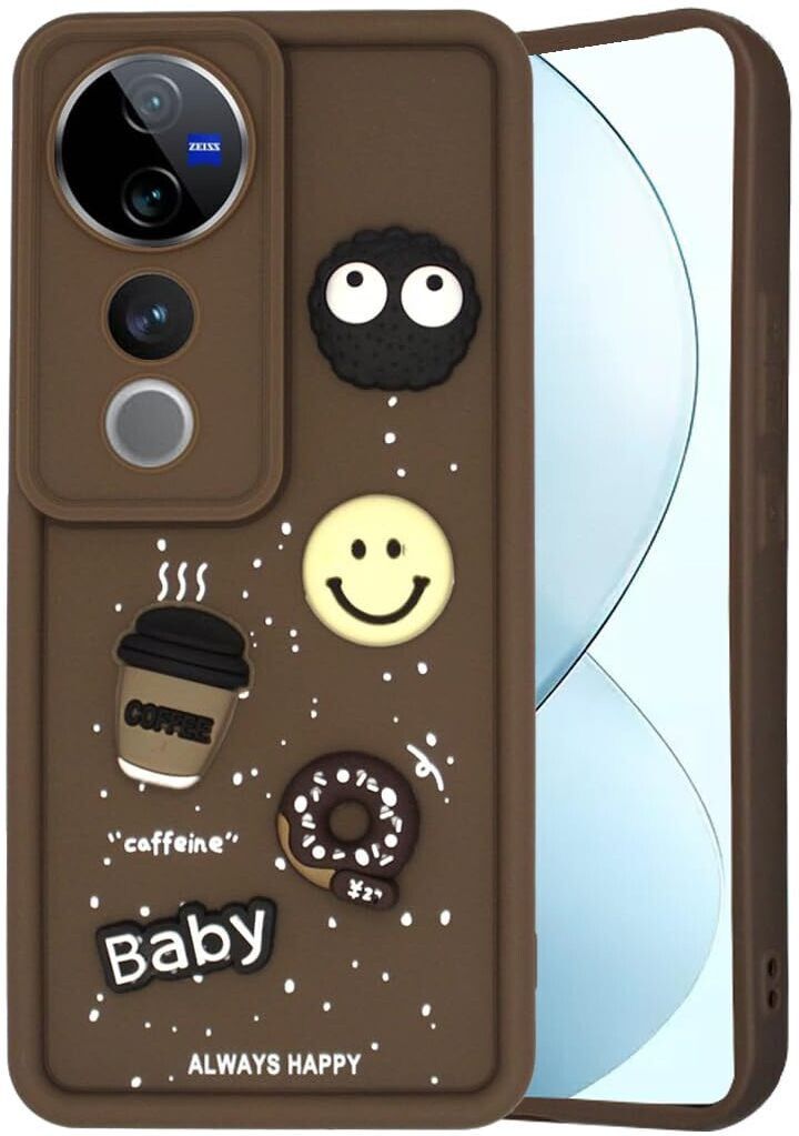 Micvir Back Cover for vivo V40 Pro 5G (Brown, Silicon, Pack of: 1)