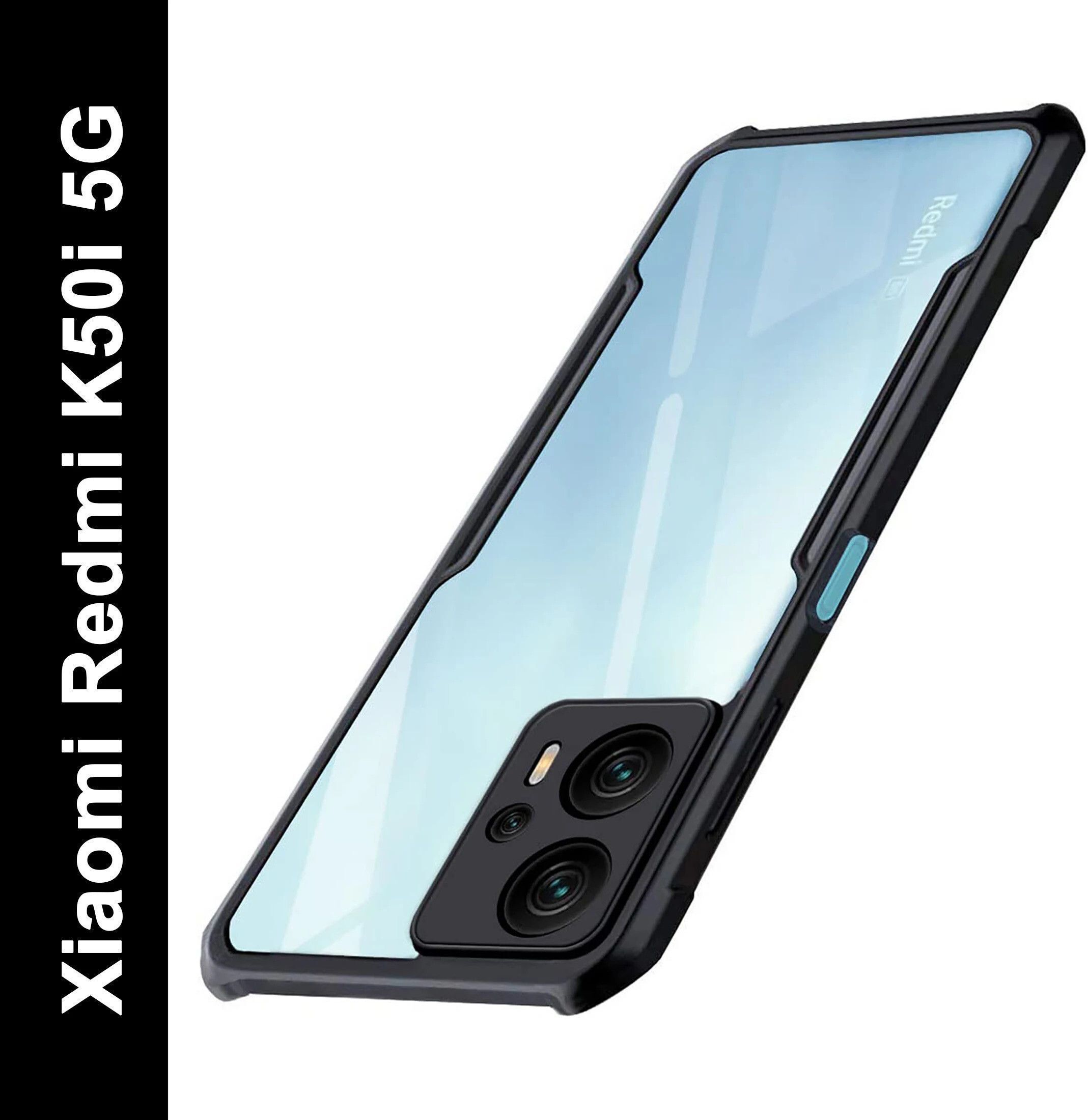 Micvir Back Cover for Redmi K50i 5G (Transparent, Black, Shock Proof, Polycarbonate, Pack of: 1)