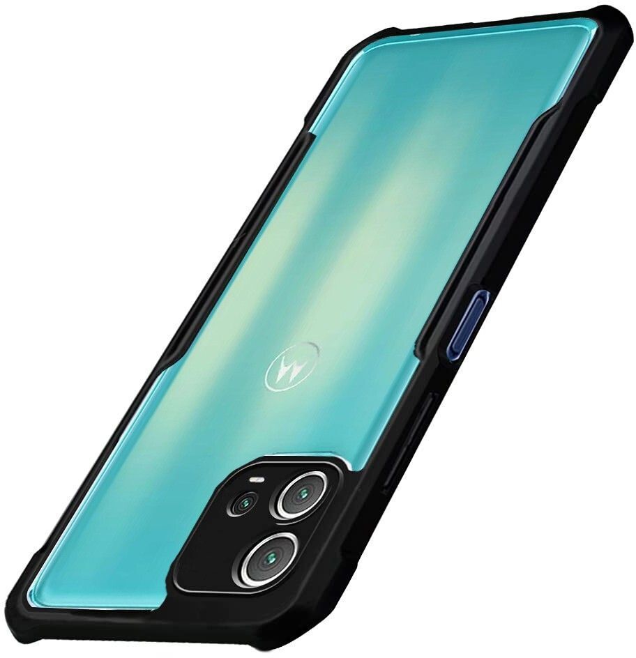 Micvir Back Cover for Motorola Edge 30 Fusion (Transparent, Black, Shock Proof, Polycarbonate, Pack of: 1)
