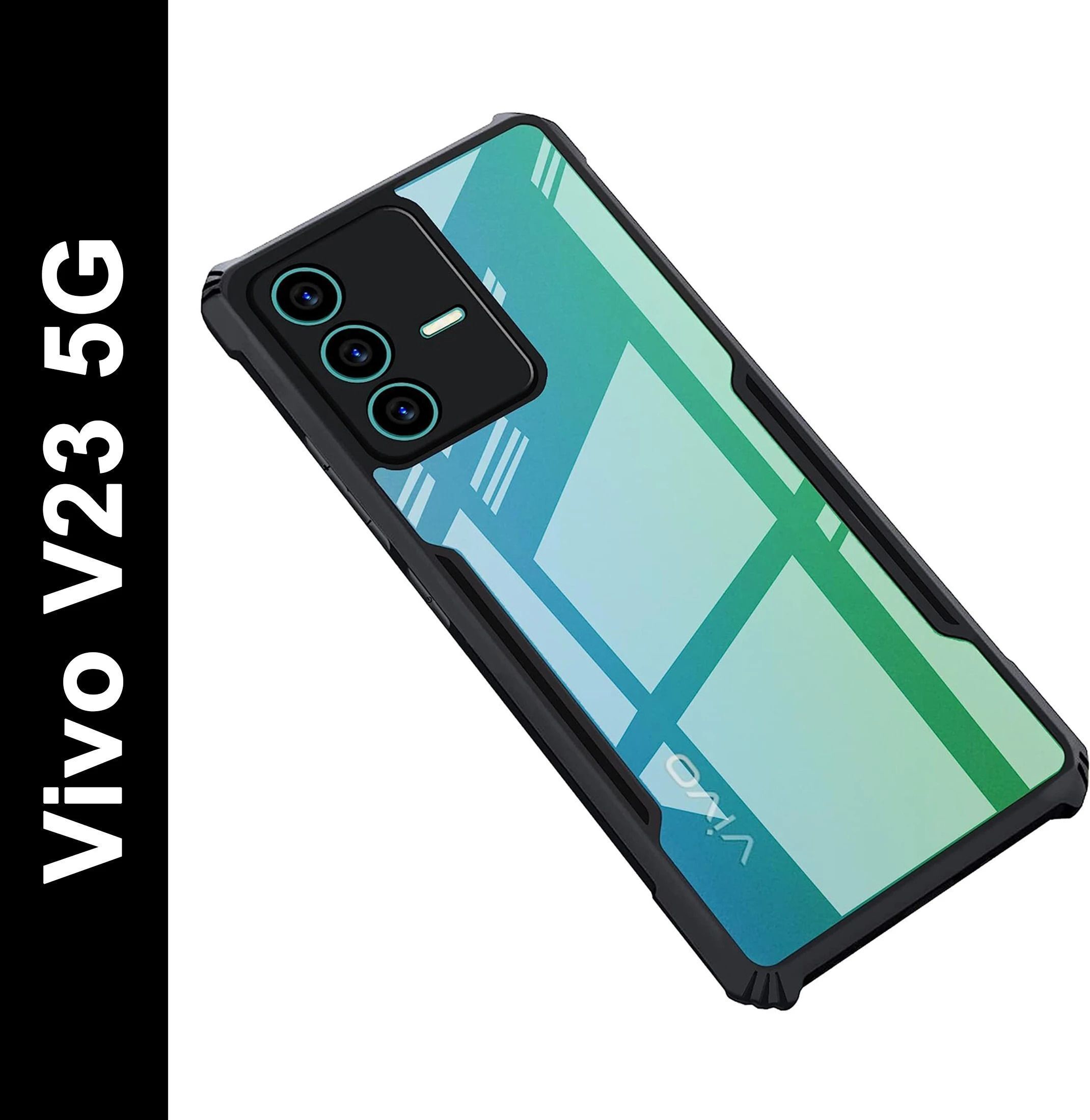 Micvir Back Cover for Vivo V23 5G (Transparent, Black, Shock Proof, Polycarbonate, Pack of: 1)