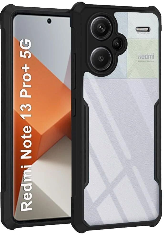 Micvir Back Cover for Redmi Note 13 Pro Plus 5G (Transparent, Black, Shock Proof, Polycarbonate, Pack of: 1)