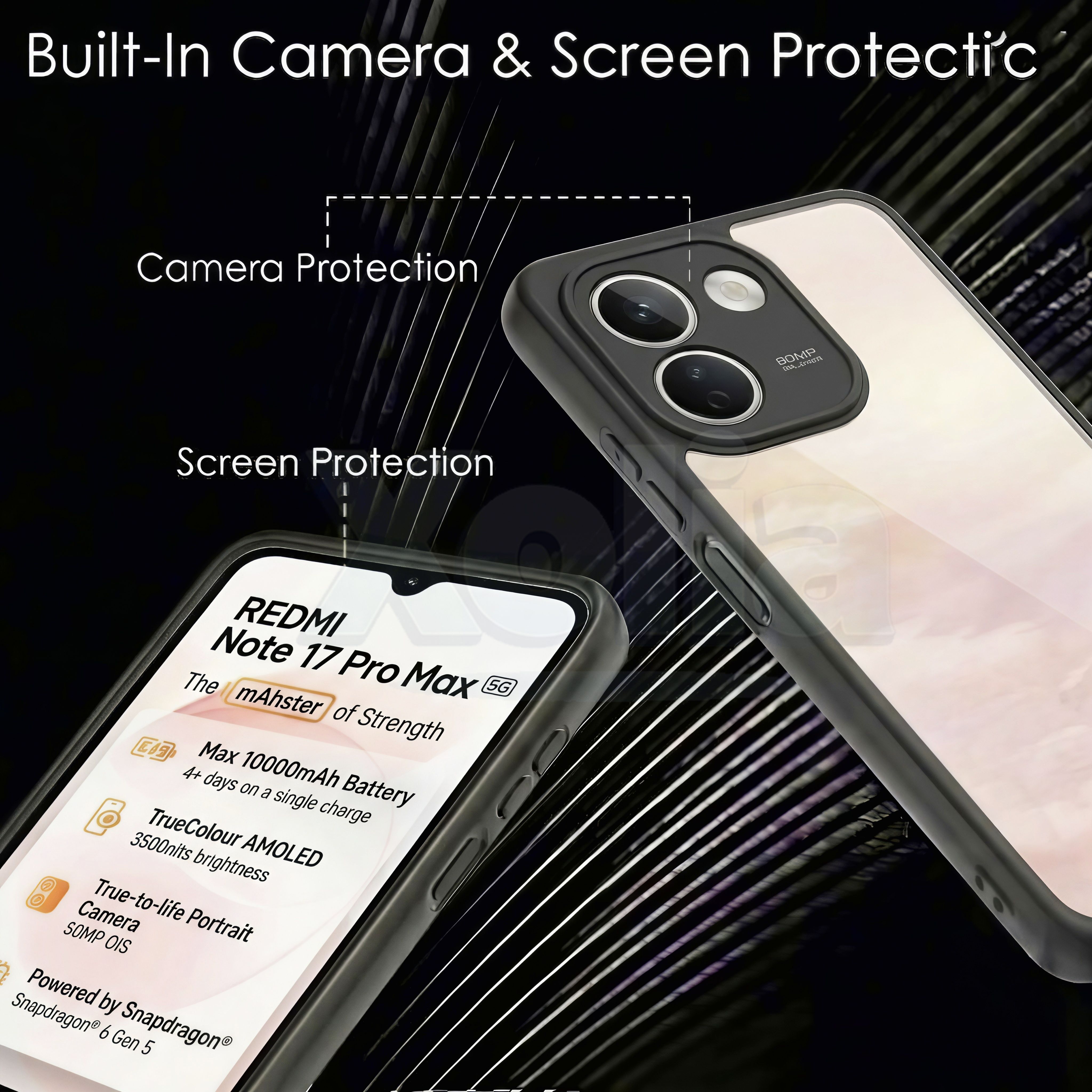 Xolia Back Cover for Redmi Note 17 Pro Max 5G (Transparent, Black, Shock Proof, Plastic, Silicon, Pack of: 1) — image 3 of 4