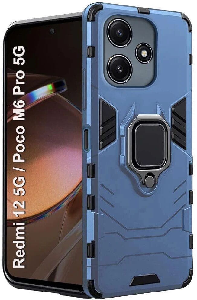 Micvir Back Cover for Redmi 12 5G (Blue, Shock Proof, Plastic, Silicon, Pack of: 1)