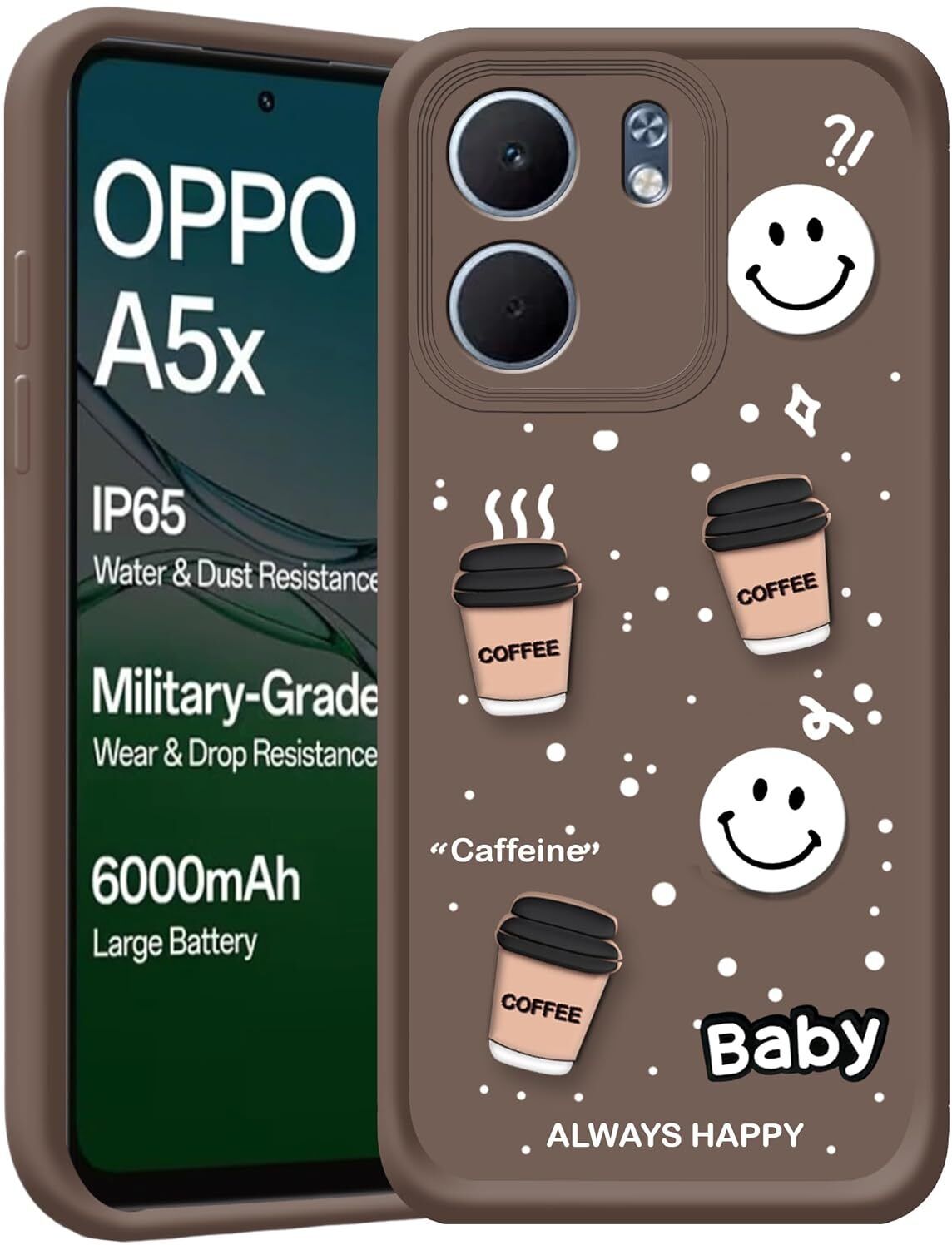 Micvir Back Cover for Oppo A5x 5G (Brown, Silicon, Pack of: 1) — image 1 of 1