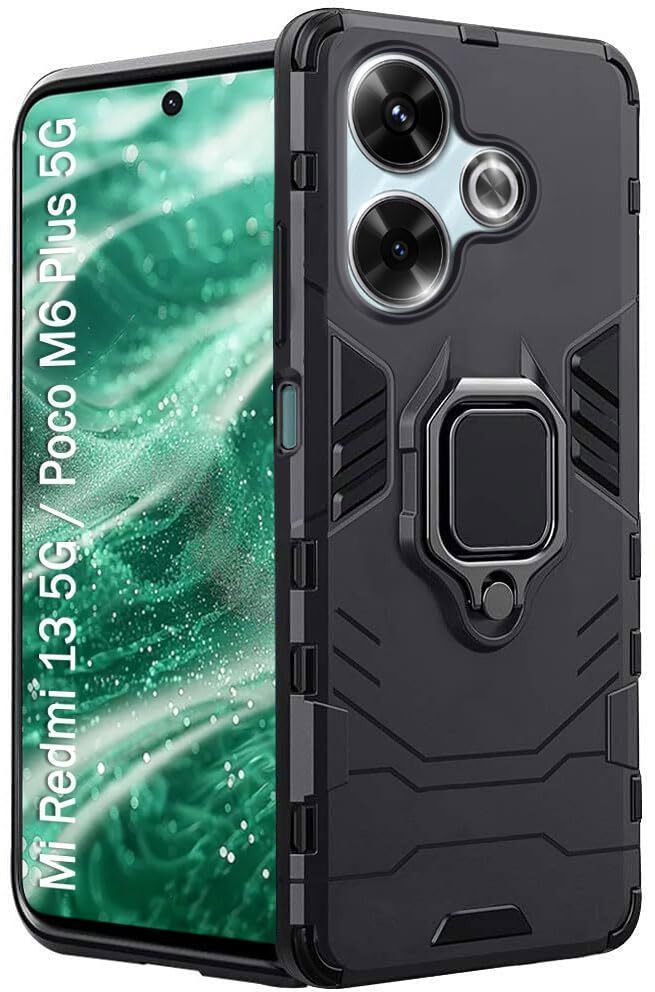 Micvir Back Cover for Poco M6 Plus 5G (Transparent, Black, Shock Proof, Pack of: 1)
