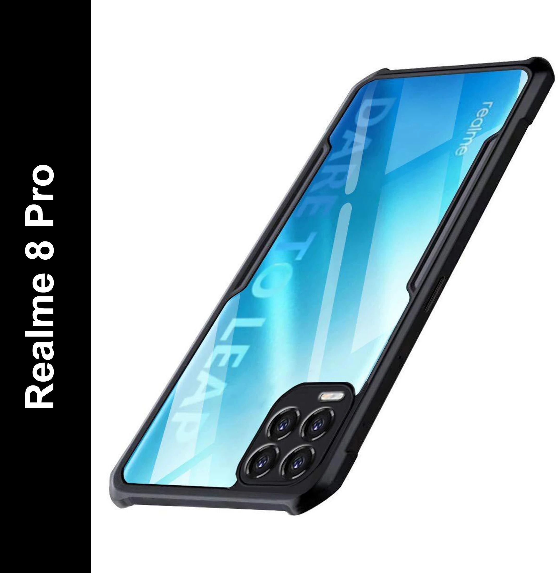 Micvir Back Cover for Realme 8 Pro (Transparent, Black, Shock Proof, Polycarbonate, Pack of: 1)