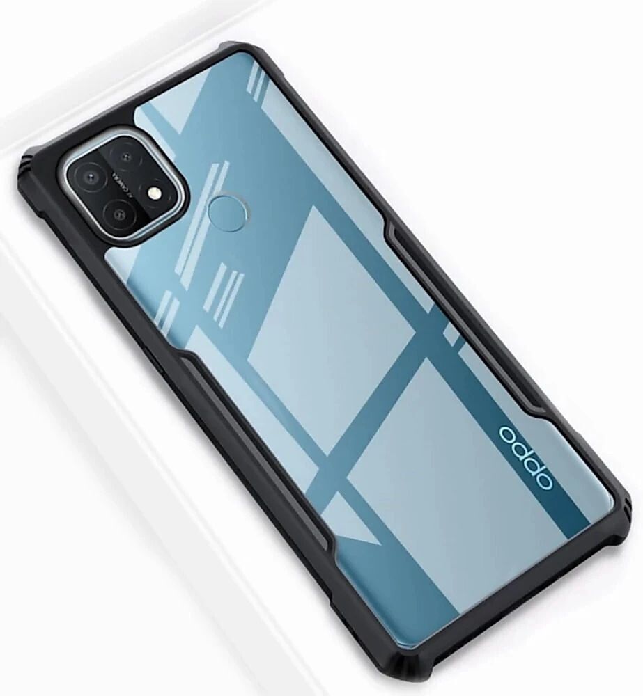 Micvir Back Cover for Oppo A15s (Transparent, Black, Shock Proof, Polycarbonate, Pack of: 1)