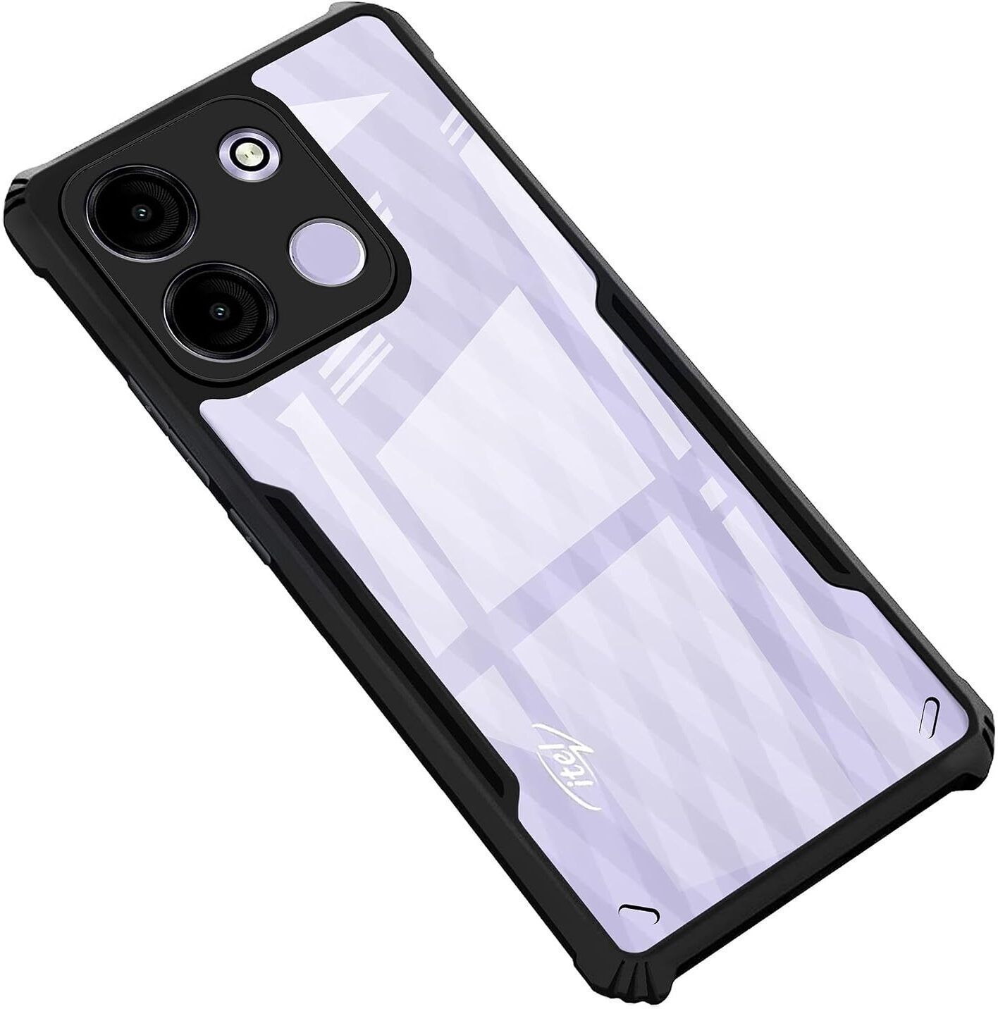 Micvir Back Cover for Itel A60s 5G (Transparent, Black, Shock Proof, Polycarbonate)