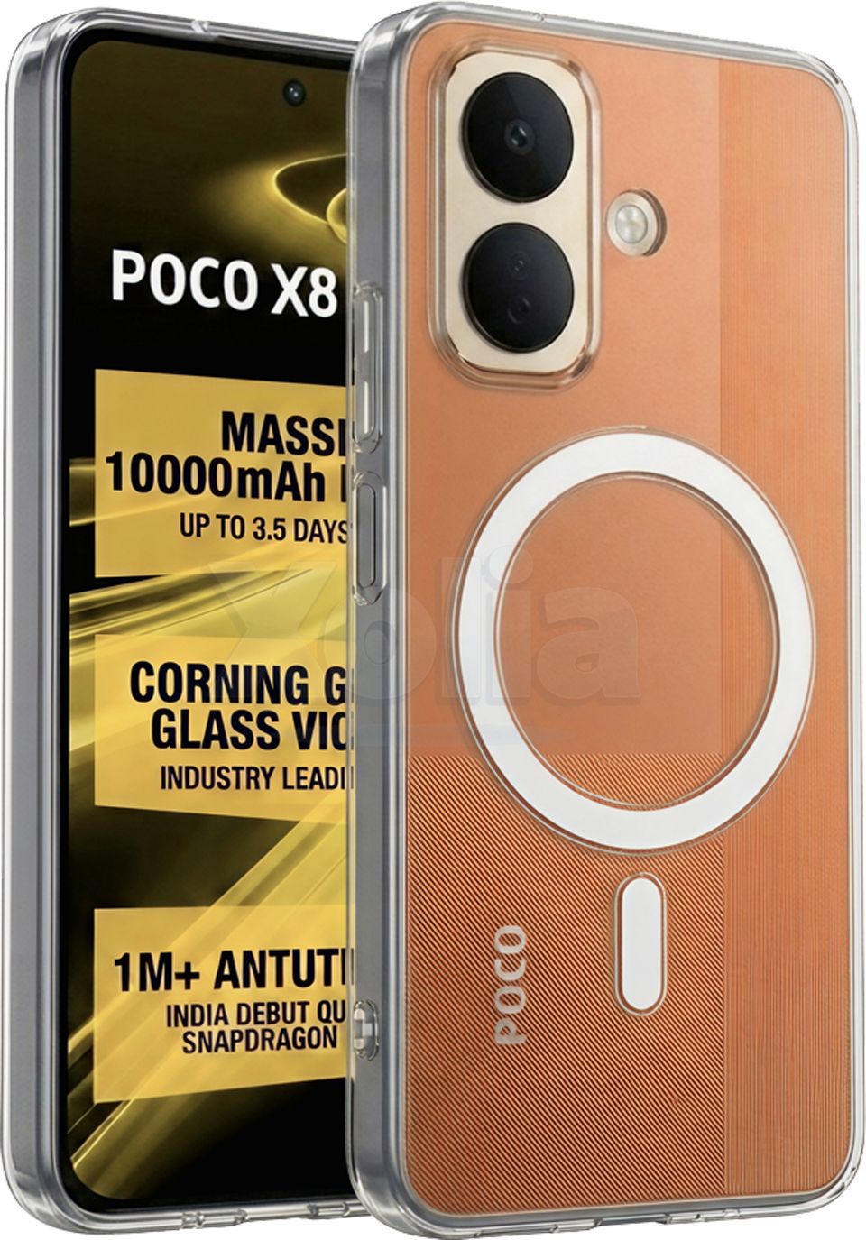 Xolia Back Cover for Poco X8 5G (Transparent, Shock Proof, Polycarbonate, Pack of: 1)