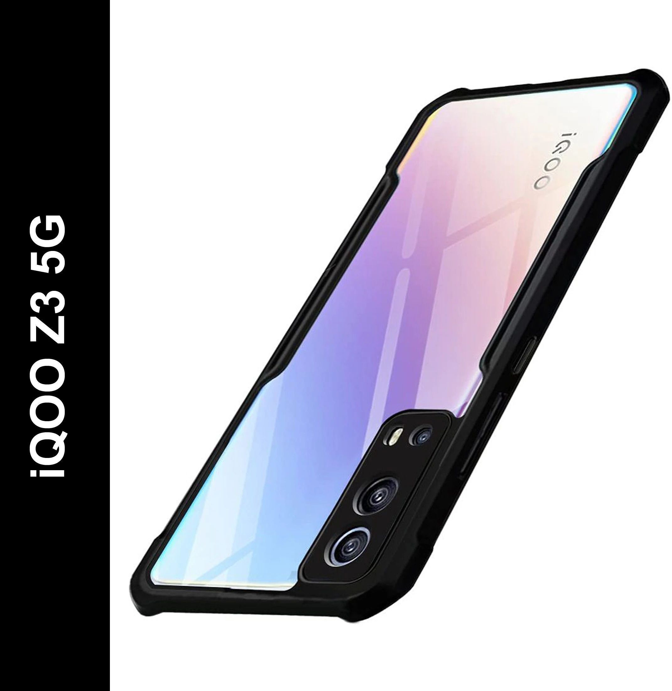 Micvir Back Cover for IQOO Z3 5G (Transparent, Black, Shock Proof, Polycarbonate, Pack of: 1)