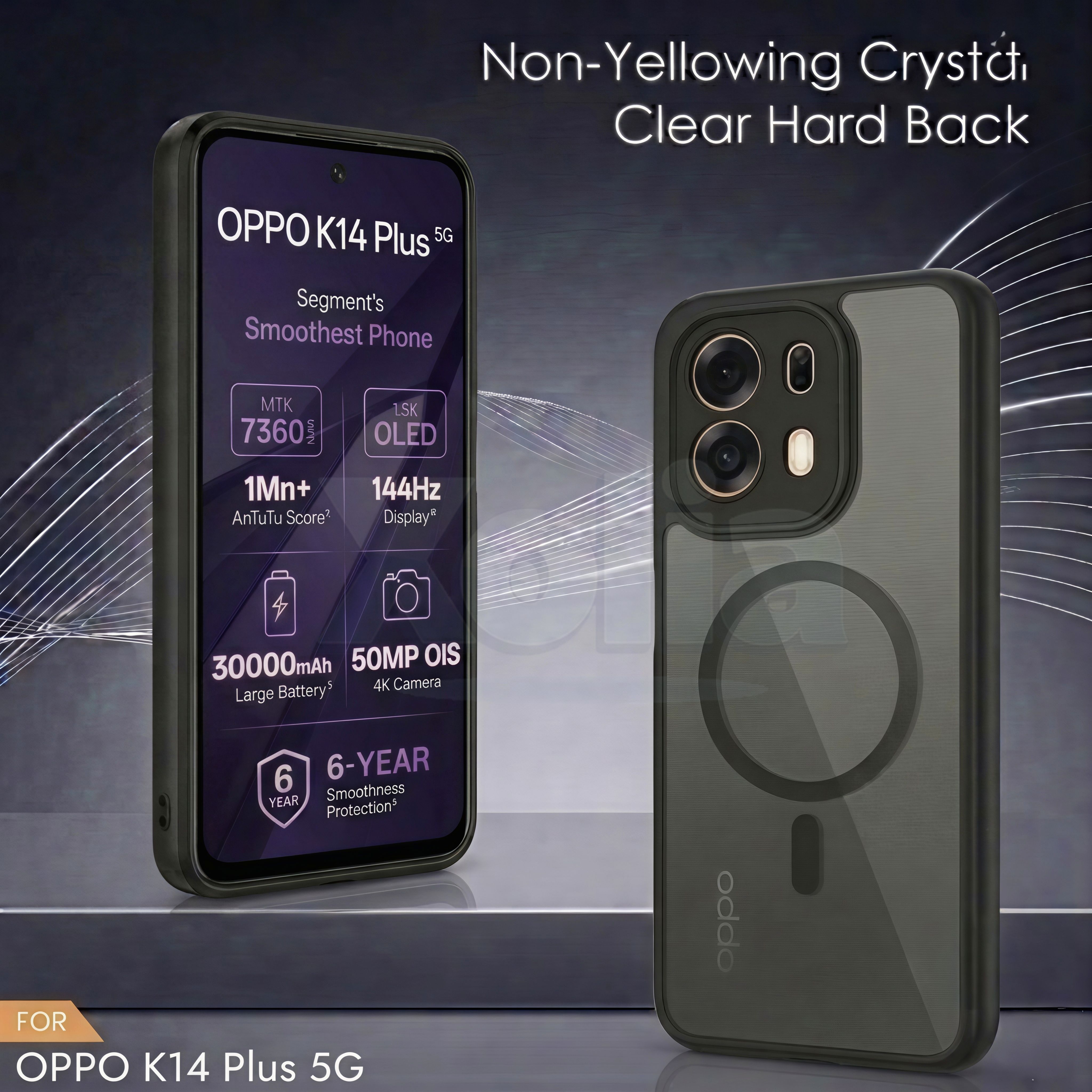 Xolia Back Cover for Oppo K14 Plus 5G (Black, Shock Proof, Polycarbonate, Silicon, Pack of: 1) — image 2 of 4