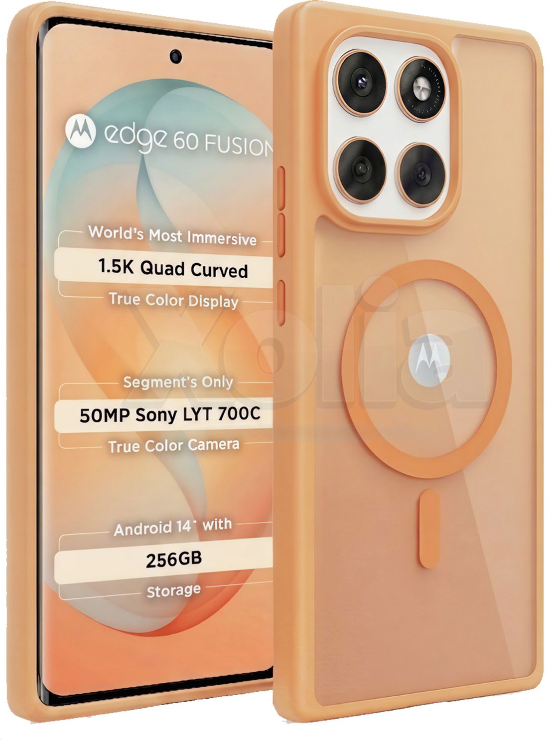 Xolia Back Cover for MOTOROLA Edge 60 Fusion 5G (Orange, Shock Proof, Polycarbonate, Silicon, Pack of: 1)