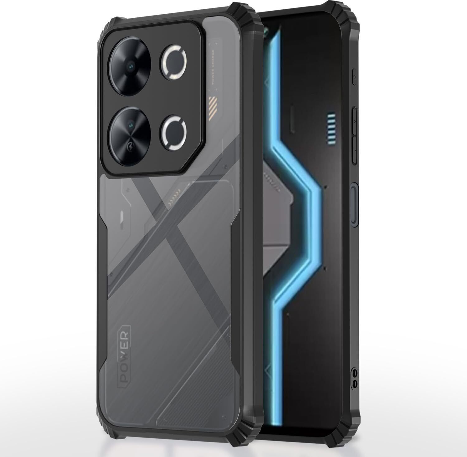 Micvir Back Cover for Itel P65 (Transparent, Black, Shock Proof, Polycarbonate)