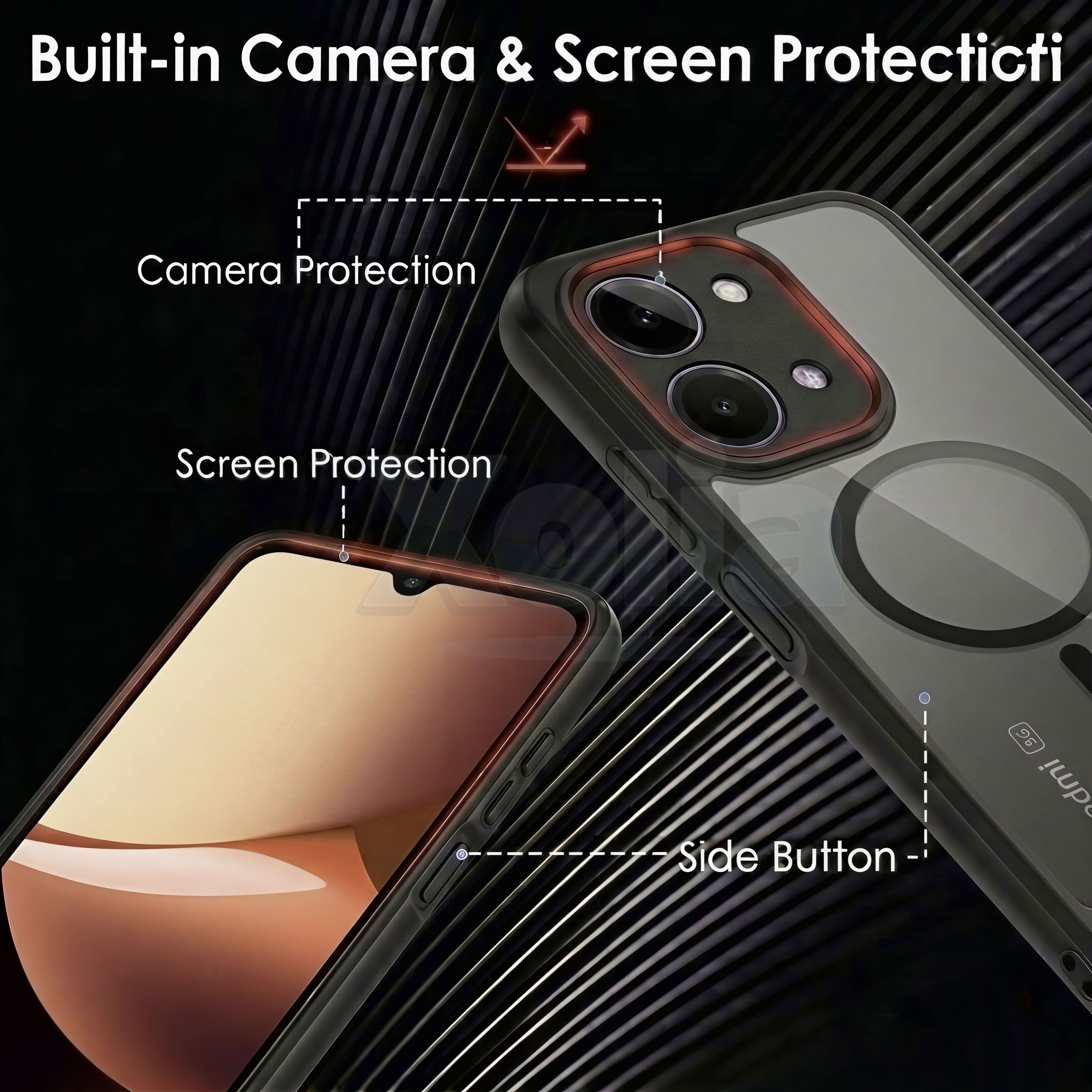 Xolia Back Cover for Redmi 17c 5G (Black, Shock Proof, Polycarbonate, Silicon, Pack of: 1) — image 3 of 4