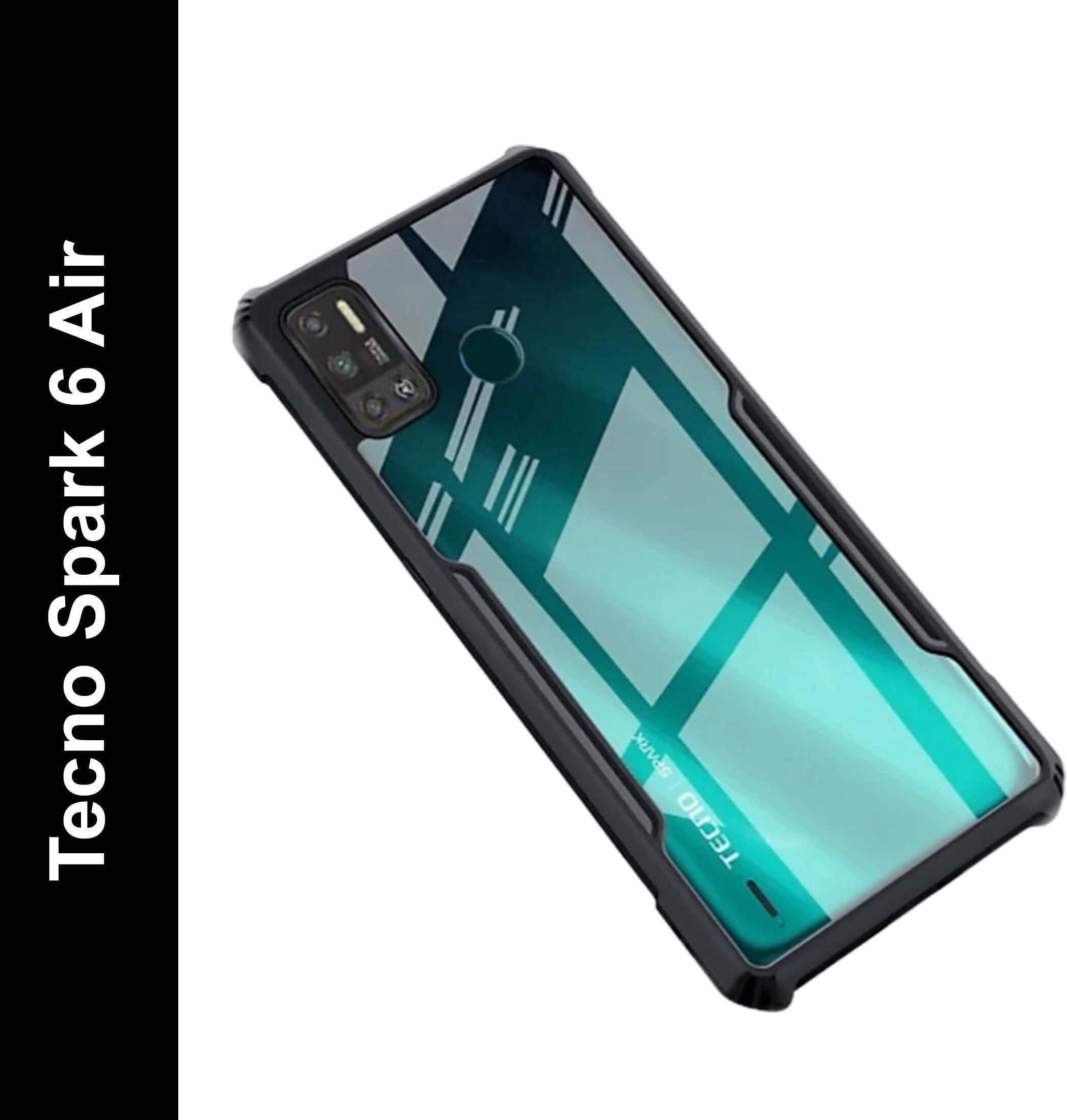 Micvir Back Cover for Tecno Spark 6 Air (Transparent, Black, Shock Proof, Polycarbonate, Pack of: 1)