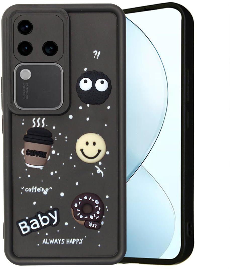 Micvir Back Cover for Vivo V30 5G (Black, Silicon, Pack of: 1)