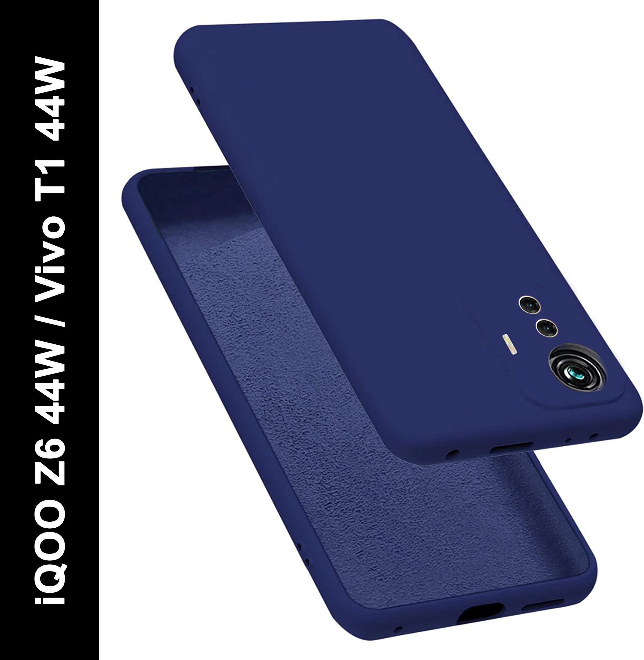 Micvir Back Cover for Vivo T1 44W, iQOO Z6 44W (Blue, Dual Protection, Silicon, Pack of: 1)