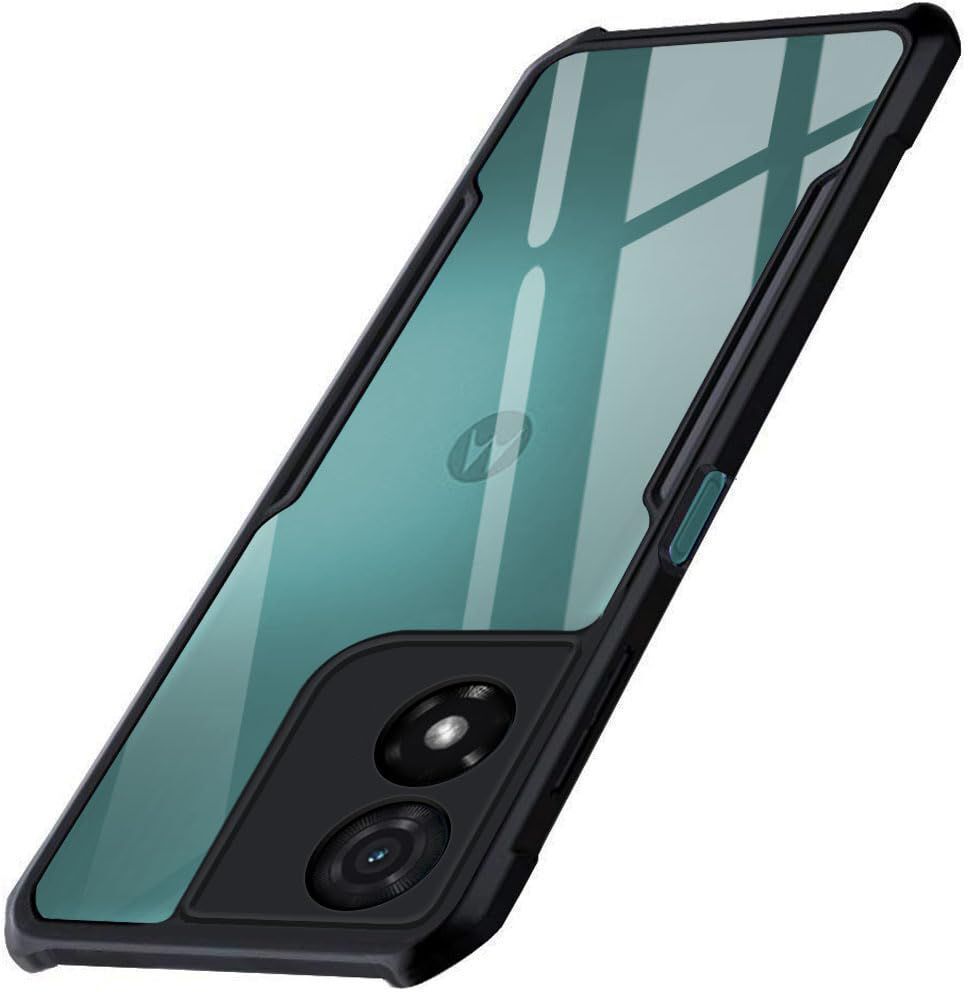 Micvir Back Cover for Motorola Moto G04s (Transparent, Black, Shock Proof, Polycarbonate, Pack of: 1)