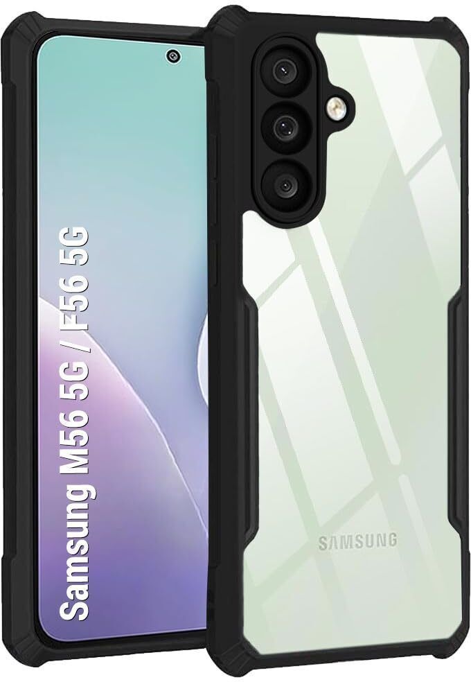 Micvir Back Cover for Samsung Galaxy F56 5G (Transparent, Black, Shock Proof, Polycarbonate, Pack of: 1)