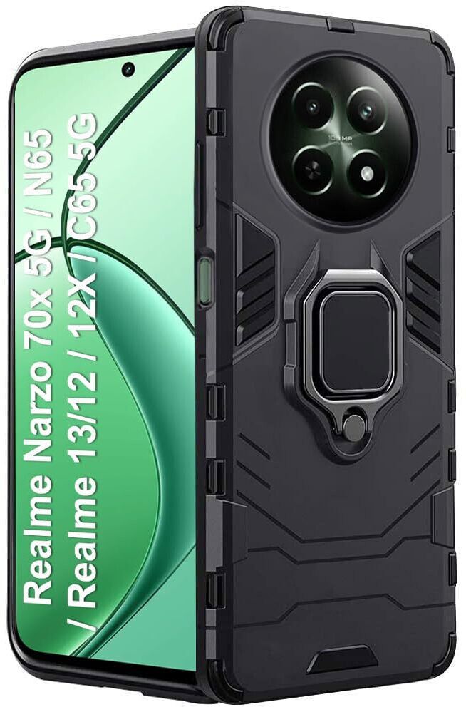 Micvir Back Cover for Realme 12 5G (Transparent, Black, Shock Proof, Plastic, Silicon, Pack of: 1)