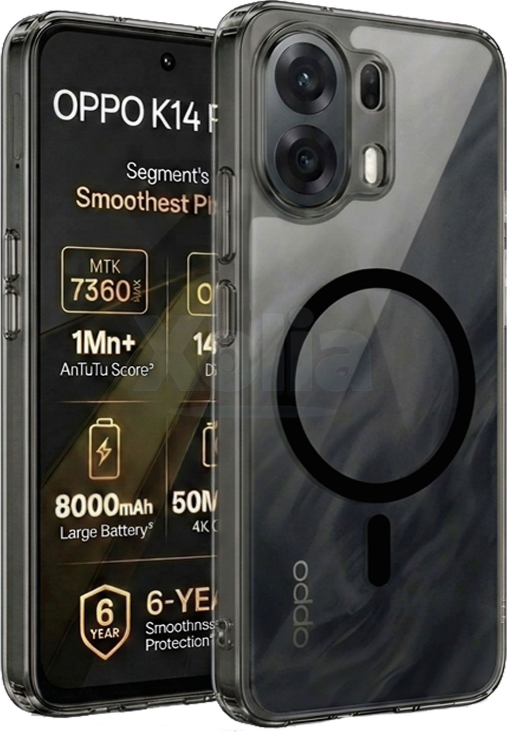 Xolia Back Cover for Oppo K14 Plus 5G (Black, Shock Proof, Polycarbonate, Pack of: 1)
