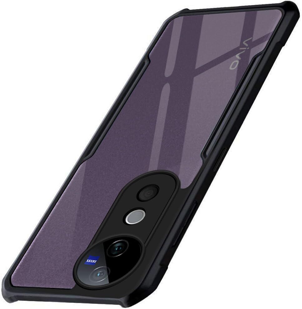 Micvir Back Cover for vivo V40 Pro 5G (Transparent, Black, Shock Proof, Polycarbonate, Pack of: 1)