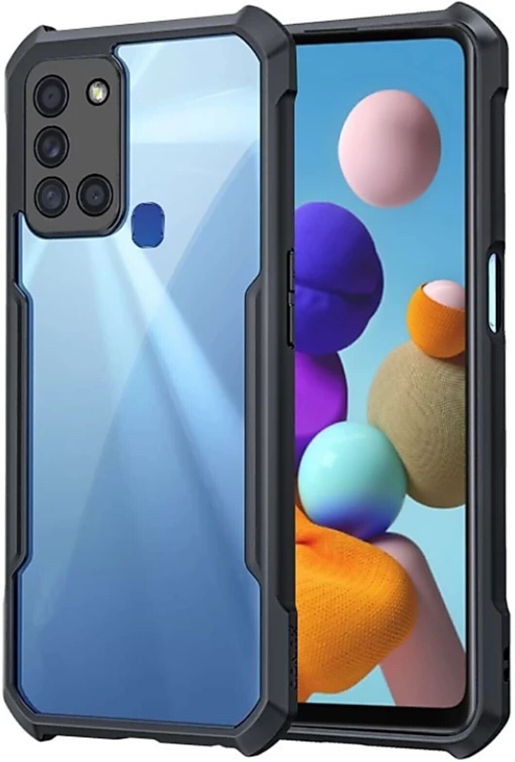Micvir Back Cover for Samsung Galaxy A21s (Transparent, Black, Shock Proof, Polycarbonate, Pack of: 1)