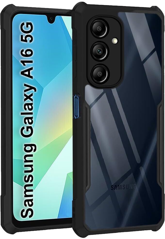 Micvir Back Cover for SAMSUNG Galaxy A16 5G (Transparent, Black, Shock Proof, Polycarbonate, Pack of: 1)