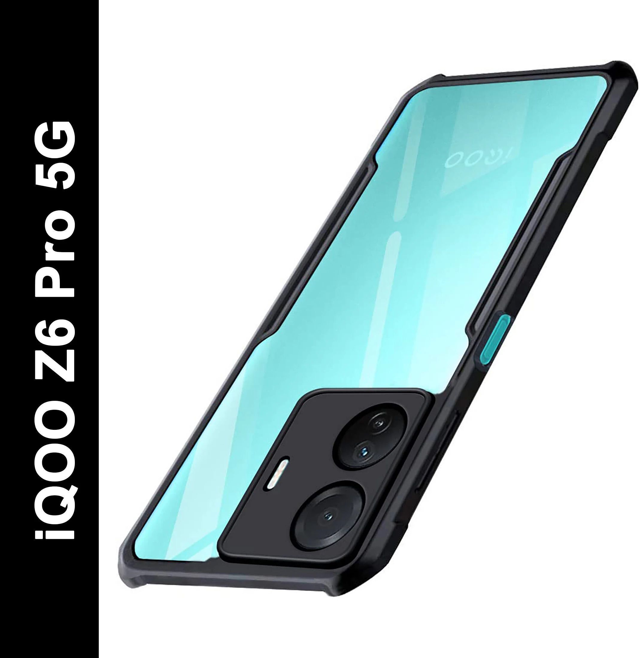 Micvir Back Cover for IQOO Z6 Pro 5G (Transparent, Black, Shock Proof, Polycarbonate, Pack of: 1)