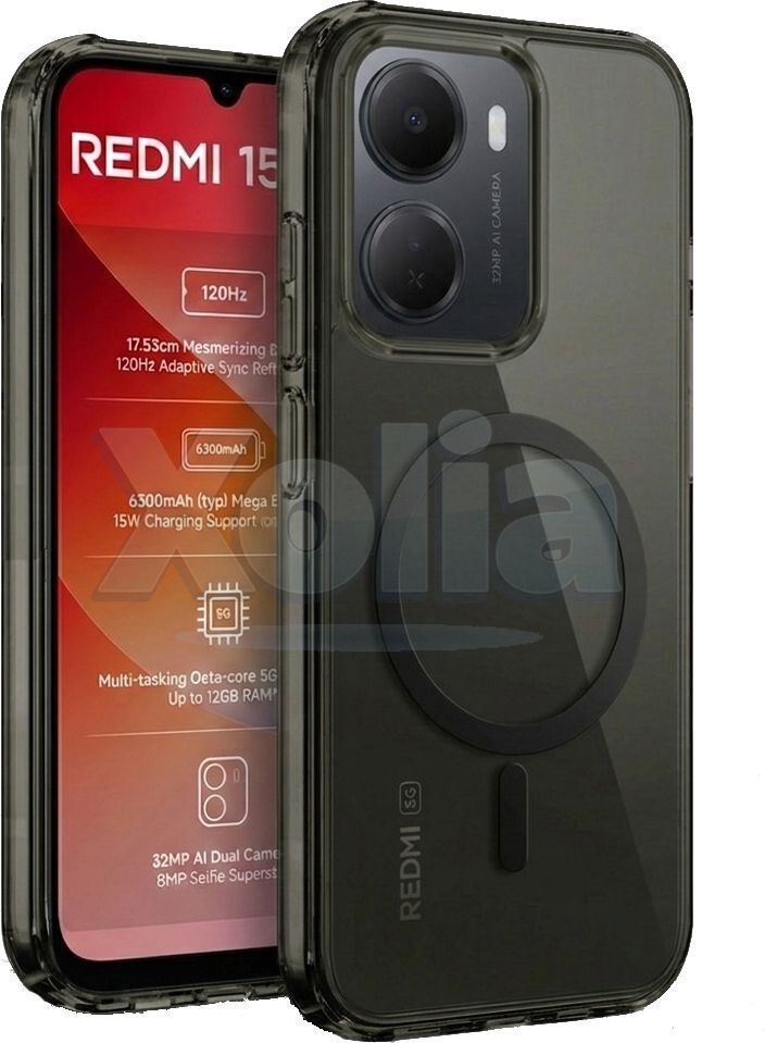 Xolia Anti Yellow Back Cover for Redmi 15A 5G (Black, Anti-Yellow, Polycarbonate, Pack of: 1)