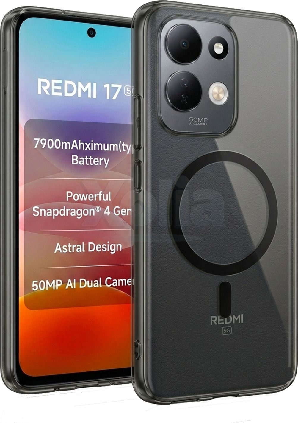 Xolia Back Cover for Redmi 17 5G (Black, Shock Proof, Polycarbonate, Pack of: 1)