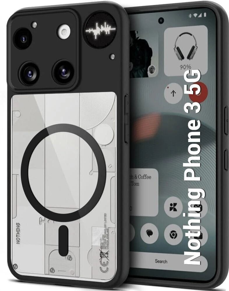 Micvir Back Cover for Nothing Phone 3 5G (Transparent, Black, Shock Proof, Plastic, Silicon, Pack of: 1)