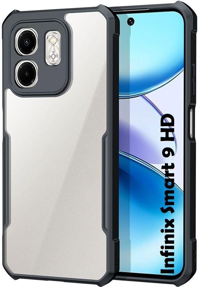 Micvir Back Cover for Infinix Smart 9 HD (Transparent, Black, Shock Proof, Polycarbonate, Pack of: 1)
