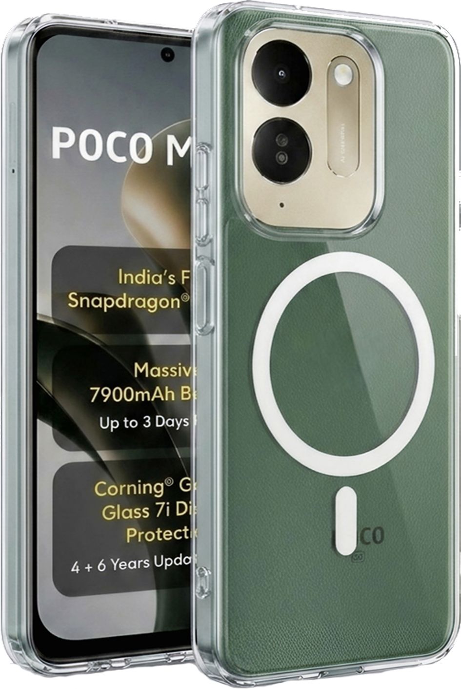 Xolia Back Cover for POCO M8x 5G (Transparent, Shock Proof, Polycarbonate, Pack of: 1)