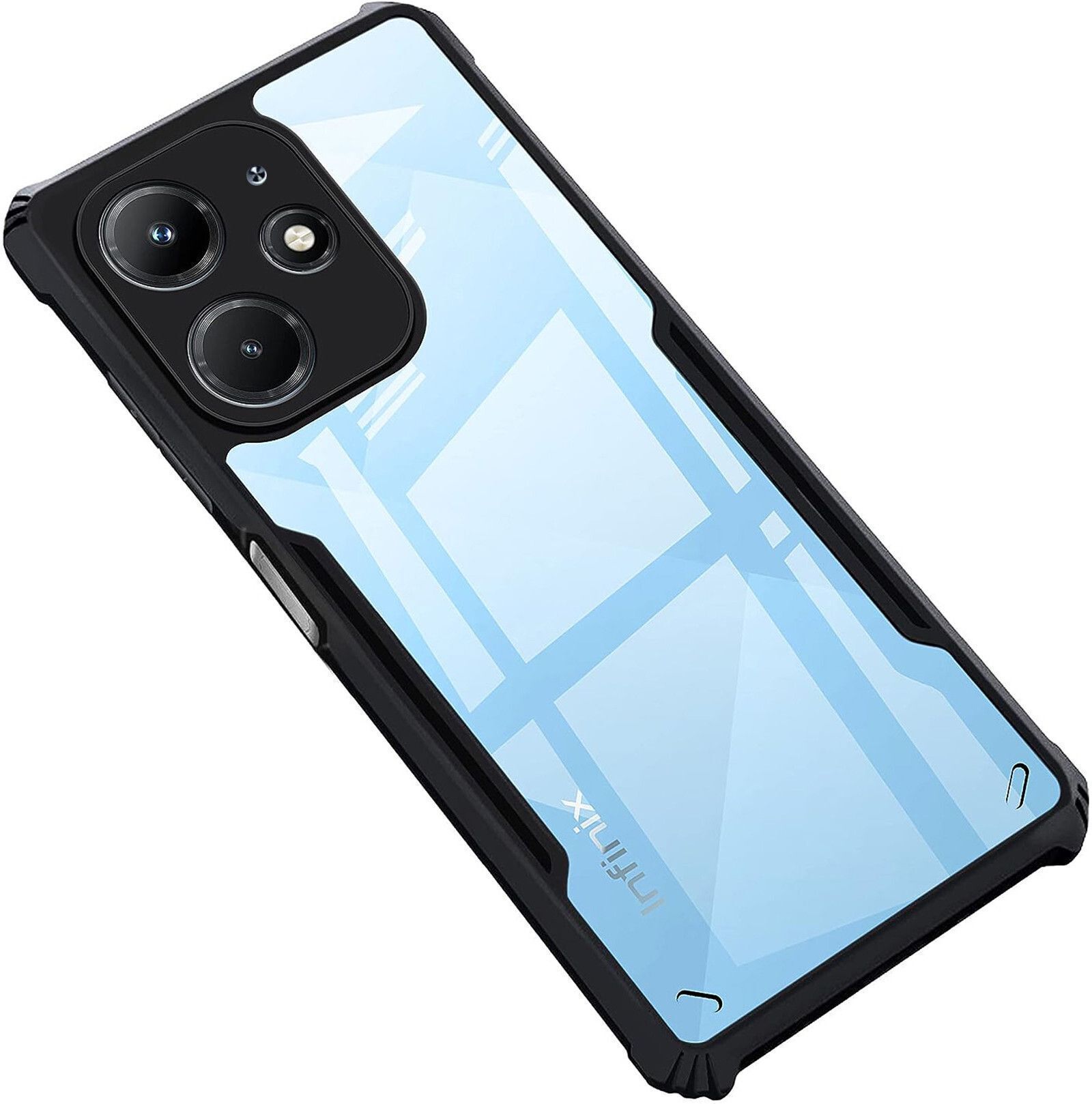 Micvir Back Cover for Infinix Smart 8 (Transparent, Black, Shock Proof, Polycarbonate, Pack of: 1)