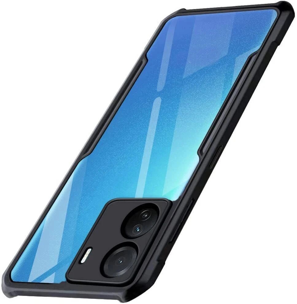 Micvir Back Cover for vivo Y16 (Transparent, Black, Shock Proof, Polycarbonate, Pack of: 1)