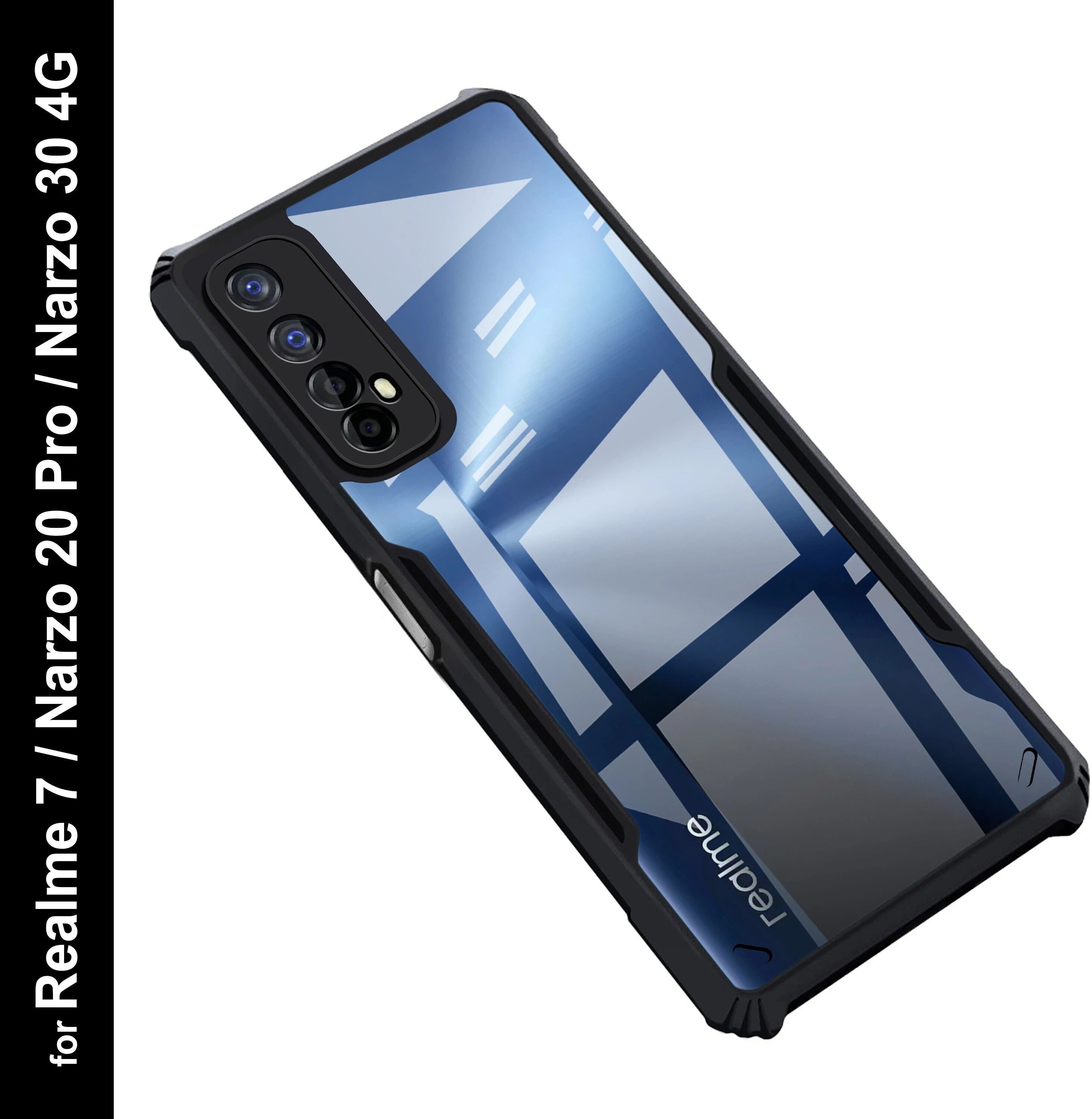 Micvir Back Cover for Realme 7 (Transparent, Black, Shock Proof, Polycarbonate, Pack of: 1)