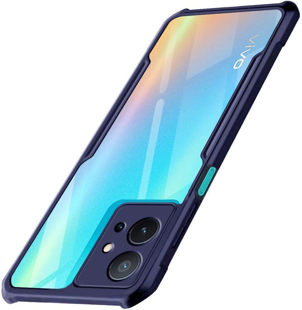 Micvir Back Cover for Vivo T1 5G (Transparent, Blue, Shock Proof, Polycarbonate, Pack of: 1)