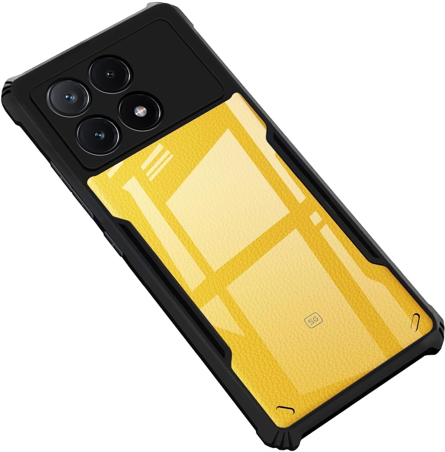 Micvir Back Cover for Poco X6 Pro 5G (Transparent, Black, Shock Proof, Polycarbonate)