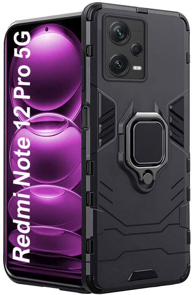 Micvir Back Cover for Redmi Note 12 Pro 5G (Transparent, Black, Shock Proof, Plastic, Silicon, Pack of: 1)