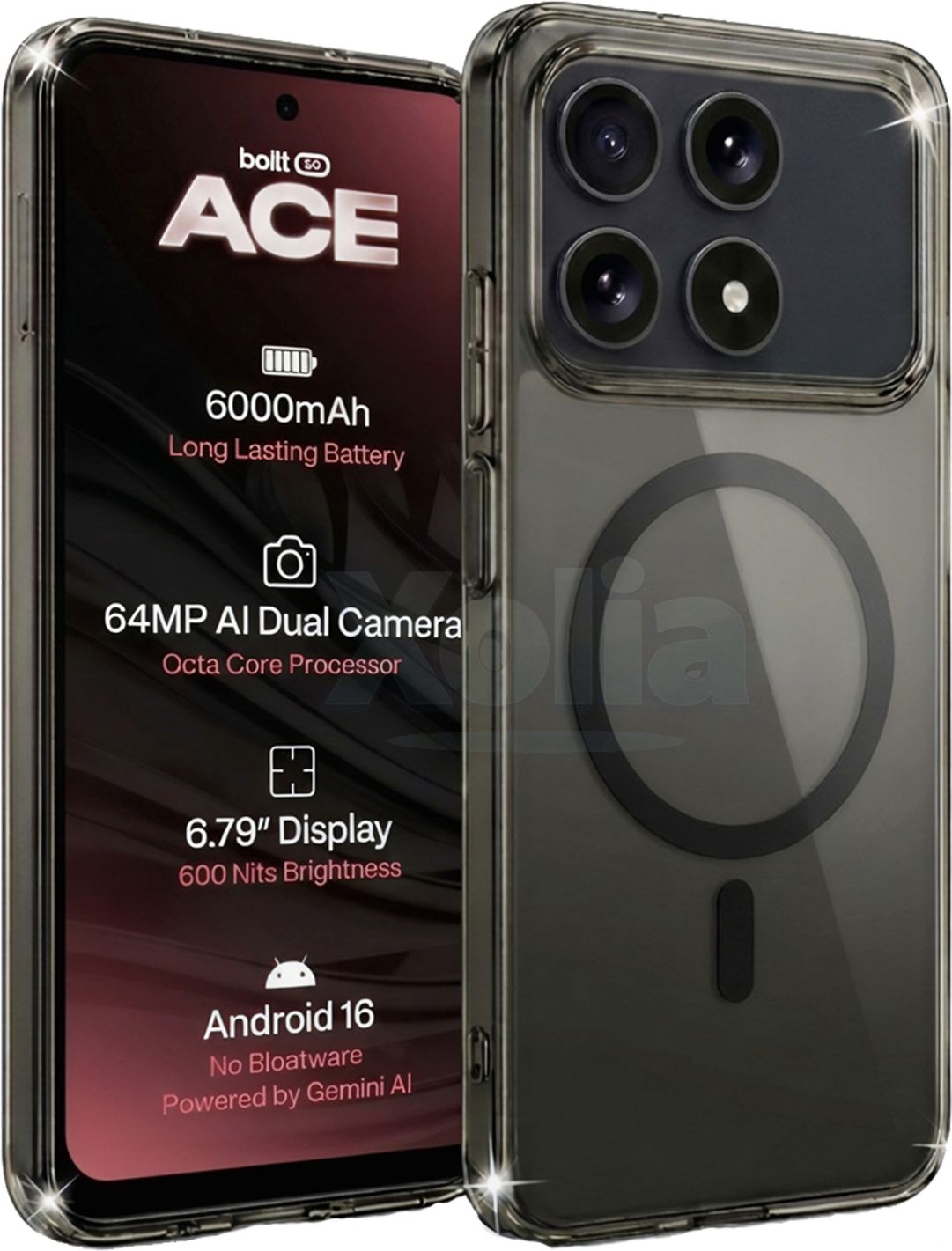 Xolia Back Cover for boltt ACE 5G (Black, Shock Proof, Polycarbonate, Pack of: 1)