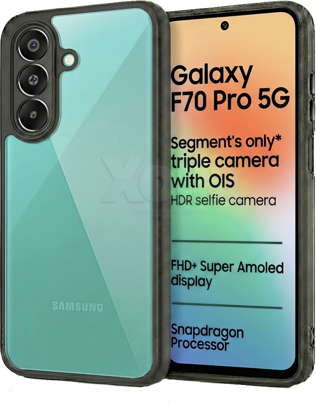 Xolia Back Cover for Samsung Galaxy F70 Pro 5G (Transparent, Black, Shock Proof, Plastic, Silicon, Pack of: 1) — image 1 of 1