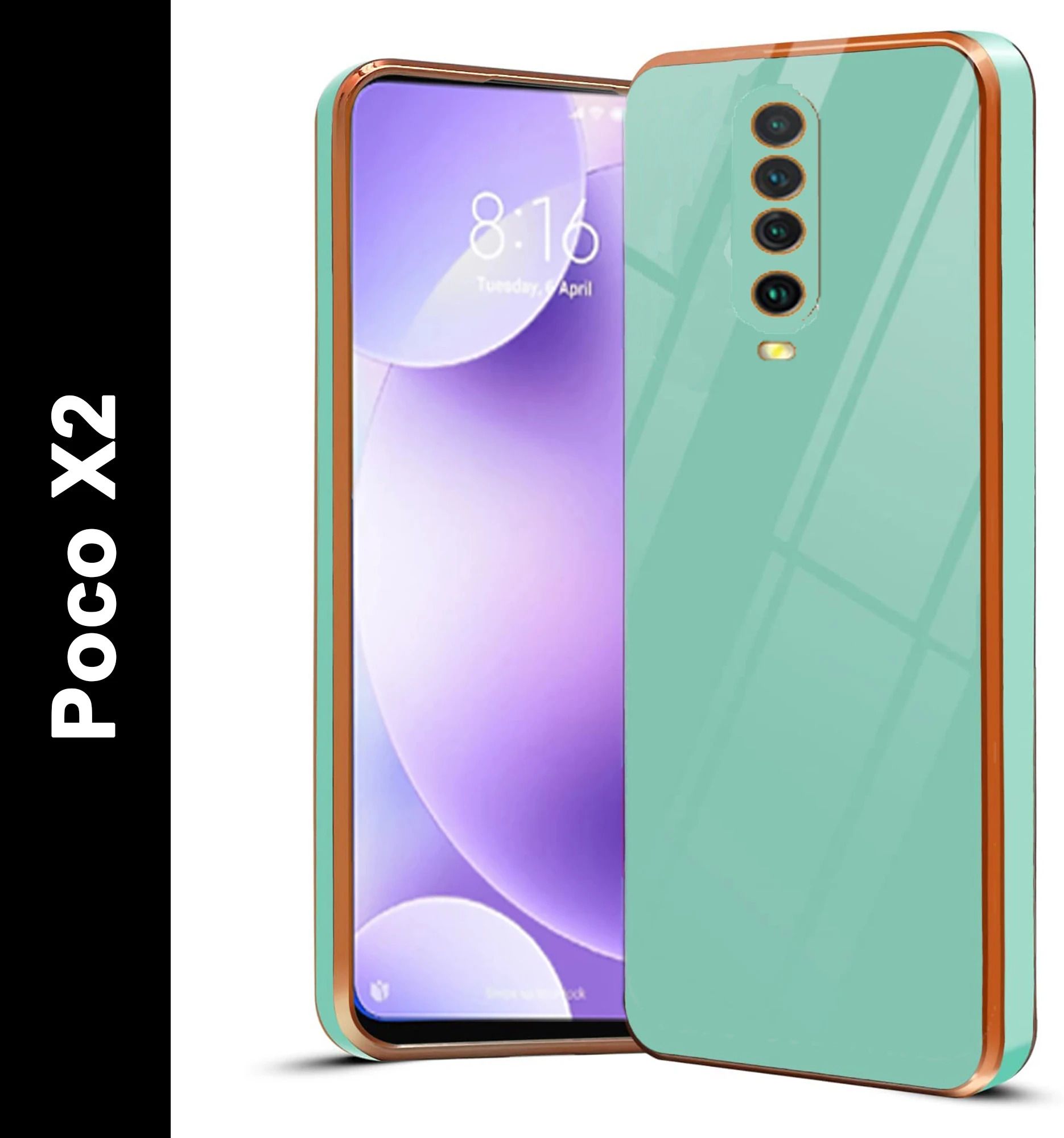 Micvir Back Cover for POCO X2 (Green, Silicon, Pack of: 1)
