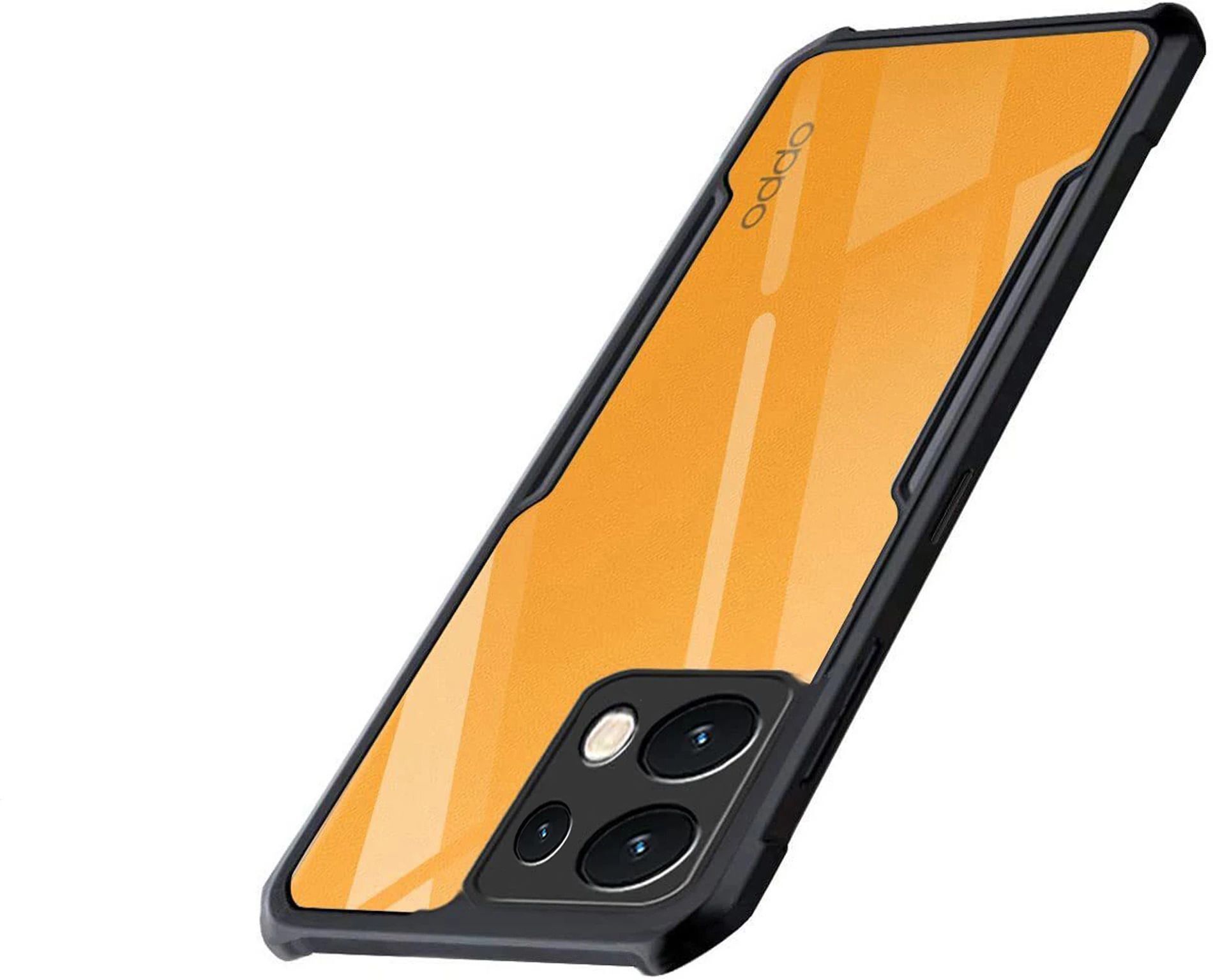Micvir Back Cover for Oppo Reno 13 Pro 5G (Transparent, Black, Shock Proof, Polycarbonate, Pack of: 1)