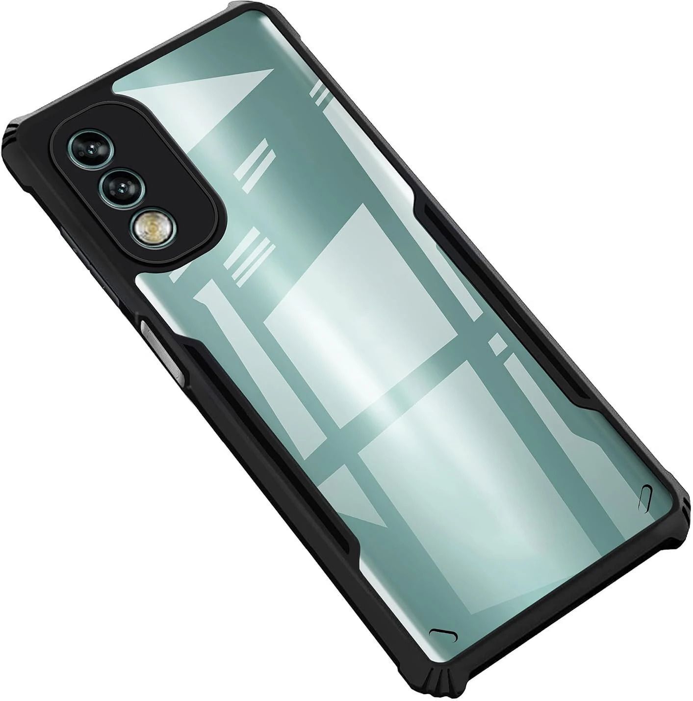 Micvir Back Cover for Itel A48 (Transparent, Black, Shock Proof, Polycarbonate)