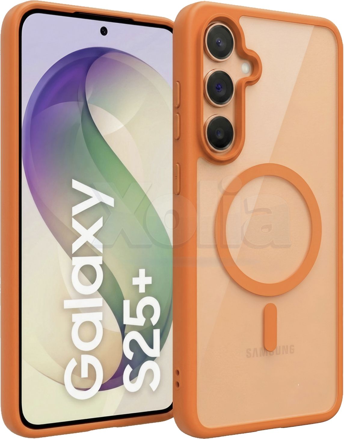 Xolia Back Cover for Samsung Galaxy S25 Plus 5G (Orange, Shock Proof, Polycarbonate, Silicon, Pack of: 1)